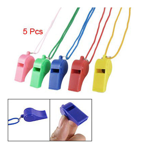 5Pcs Plastic Referee Whistles - Assorted Colors