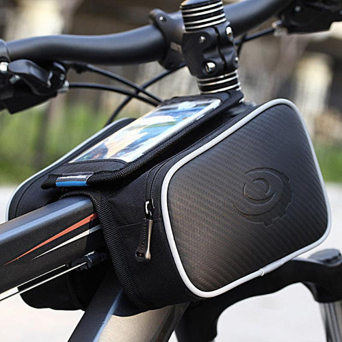 Bicycle Frame Phone Holder With Side Compartments